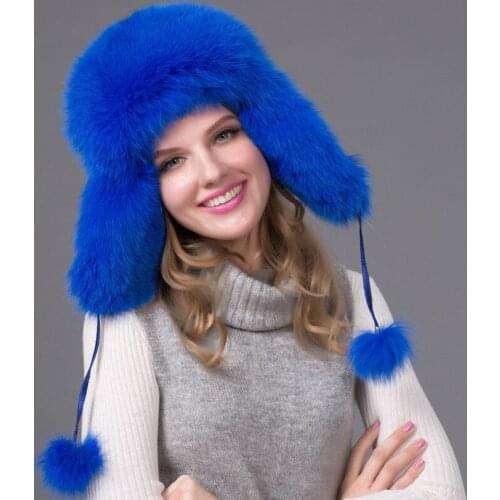 High Quality Fashion Winter Real Fox Fur Hat Women Multicolor Raccoon Dog Fur Female Solid Thick Warm Windproof Caps