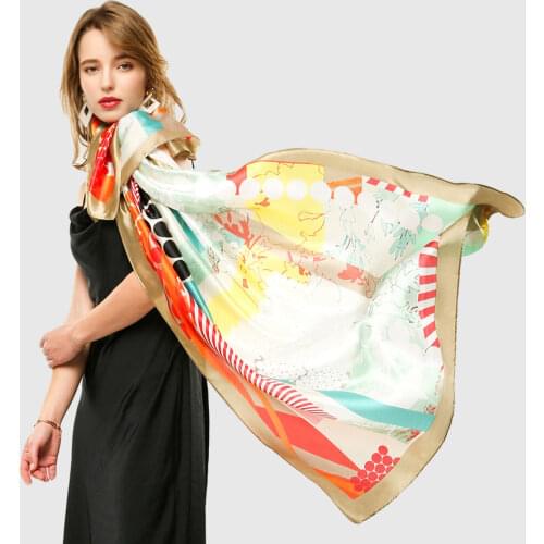 Women Silk Neck Scarf Luxury Brand Print Foulard Large Shawl Wrap Beach Sarong NEW [3383]
