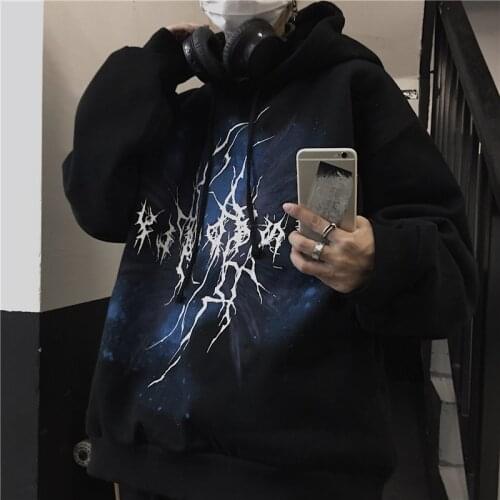 Winter Ulzzang Women Sweatshirt Harajuku Loose big Size Hip Hop Hooded Sweatshirt Gothic Tops New Streetwear Punk Women Clothing