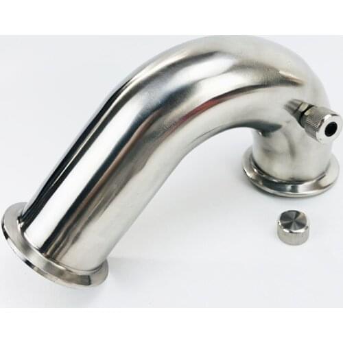 1.5"(38mm)OD50.5, 135 degree Pipe Bend With Thermowell Nipple And Plug ,Tri-clamp Connection Elbow Pipe Fitting,SS304