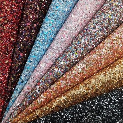 1PC 21X29CM Synthetic Letaher, Cuero Sintetico CHUNKY GLITTER LEATHER For Making Bows Accessories T84