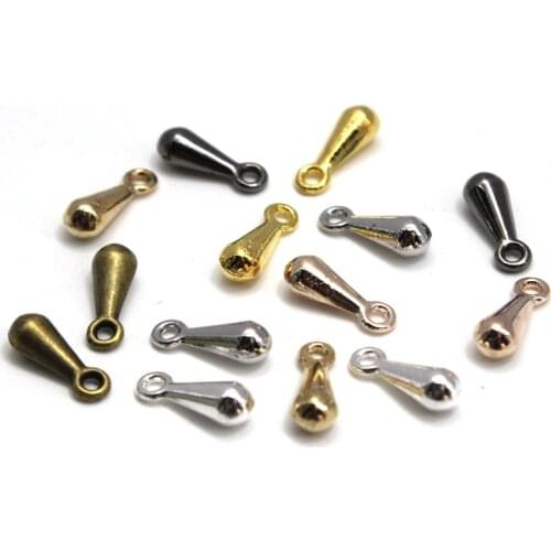 100-200pcs/lot 2x7mm 3x9mm Copper Metal Water Drop End Beads for DIY Extender Chain Pendant Jewelry Making Findings Crafts