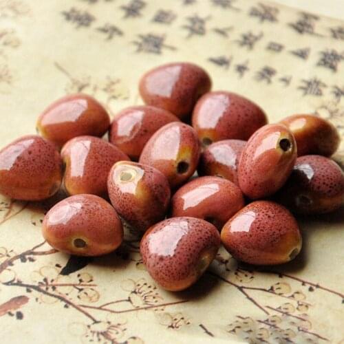 100 Pieces/Lot Diy Beads Porcelain Material 14mm Heart-Shaped Ceramic Bead Mixed Color Flower Glaze Bracelet Bead Women Men Gift