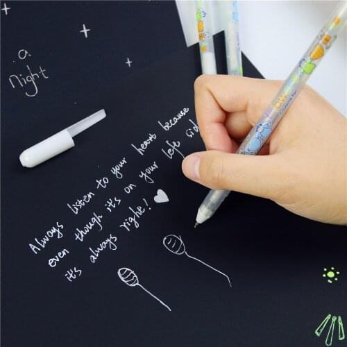 12PCS/LOT 0.8MM White Ink Color Gel Pen Marker Pen Stationery Office Cute Pen School Gift for Kids