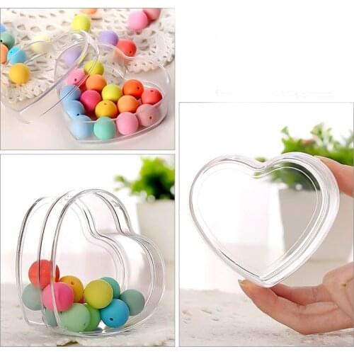 2 Pcs Heart-shaped Transparent Storage Box Transparent PS Plastic Box Empty Box Jewelry Box Love Candy Box Gift Box