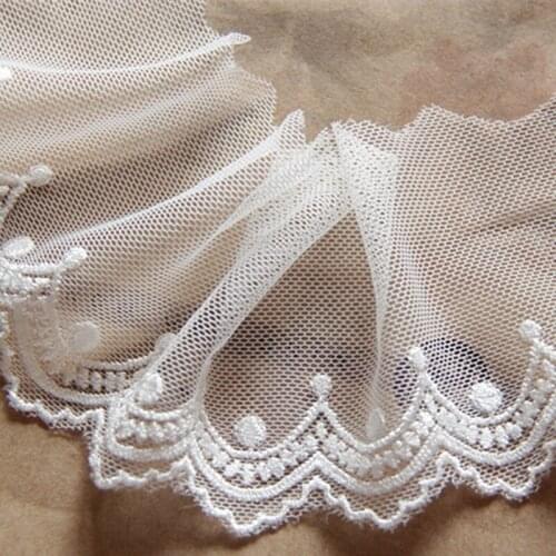 20yards Handmade DIY Clothing Accessories White Mesh Embroidery Lace Fabric Curtains Sofa Lace Trim 6cm