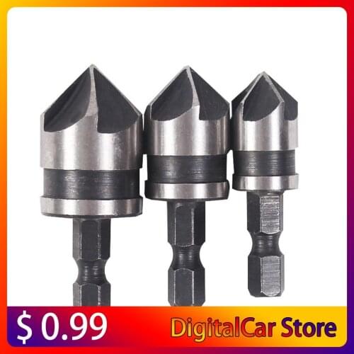 3Pcs 1/4" Hex 12mm 16mm 19mm Countersink Power Drill Bit Bore Set For Wood Metal