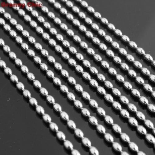 Granny Chic 50pcs 1.5mm 16"-30" Hot Selling Silver Tone in Bulk Stainless Steel Oval Ball Chain Necklace Wholesale Jewelry
