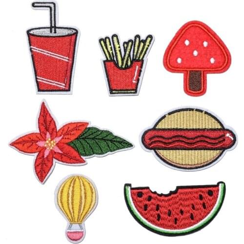 50pcs/Lot Mushroom Watermelon Embroidery Patches Letters Clothing Decoration Accessories Diy Iron Heat Transfer Applique