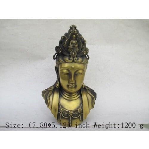 7.88 inch/ Ancient Chinese bronze statue of kuan Yin, kuan Yin goddess head