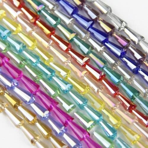 HGKLBB Tower shape Upscale Austrian crystal beads conical glass Spacer loose beads For Jewelry Making 4*8mm 70pcs bracelet DIY