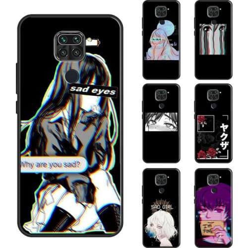 Sad Japanese Anime Aesthetic Case For Xiaomi Redmi Note 10 9 Pro 9S 8T Note 8 Pro Cover For Redmi 9 9T 9A 9C K40 7A 8A