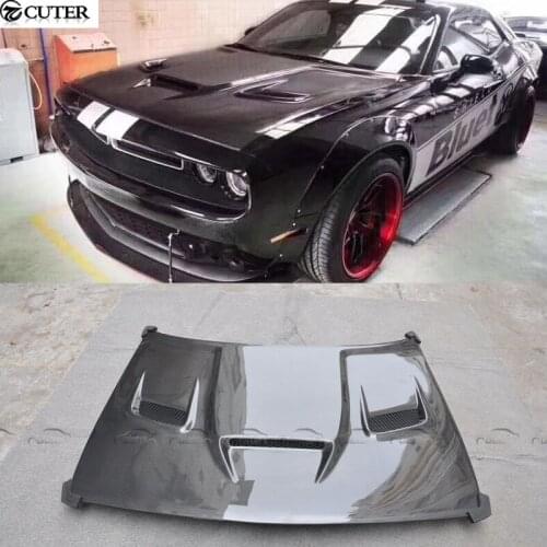 For Challenger Hellcat style carbon fiber FRP engine hood bonnet For Dodge Challenger car body kit 17UP