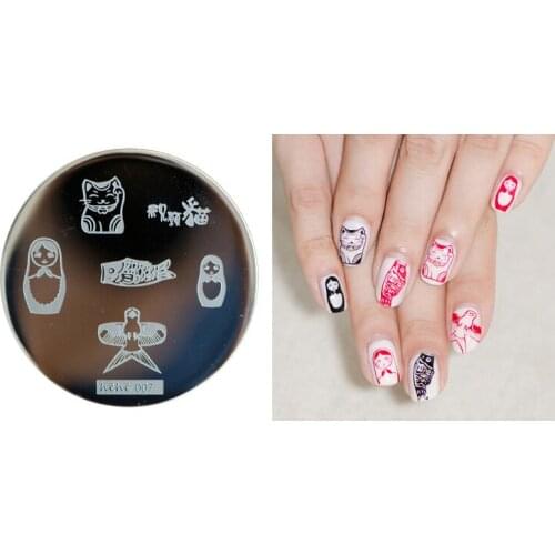 HEHE 2016 New Stamping Plate hehe07 Russian Doll Cat & Fish Nail Art Stamp Template Image Transfer Stamp+Free shipping