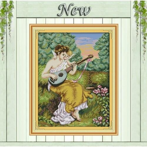 Pipa girl flower garden home Decor painting counted printed on canvas DMC 11CT 14CT kits Cross Stitch embroidery needlework Sets