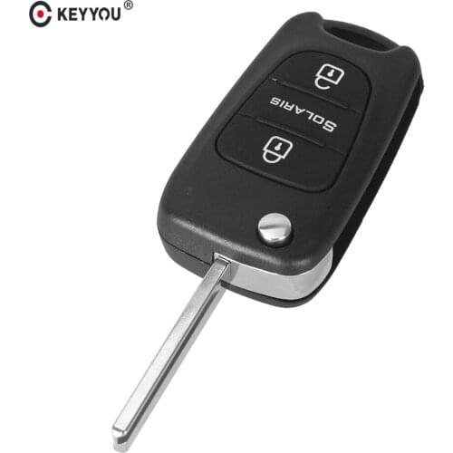 KEYYOU 10x 3 Button Replacement Flip Folding Remote Key Shell Car Key Case Cover Fob For Hyundai Solaris Auto Blank Key Case