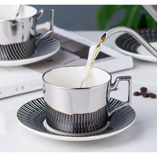 Creative mirror reflection cup coffee cup with plate European coffee cup and saucer afternoon tea cup set business gifts