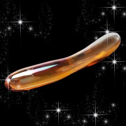 Moon Double Header Pyrex Glass Dildo Adult Sex Toys Smooth Massage Brown Crystal Penis Anal Dildo Butt Plug Massager