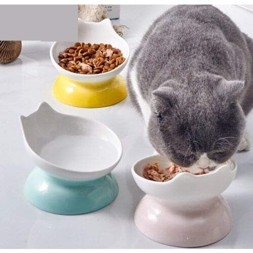 Cartoon Pet Cat Supplies Single Bowl Food for Dogs Tableware Bowl Basin for Dogs High Bowl Creative Cat Shaped Pet Feeder