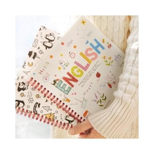 Carton Student English coil notebook Multi-function soft copybook memos notebook free shipping
