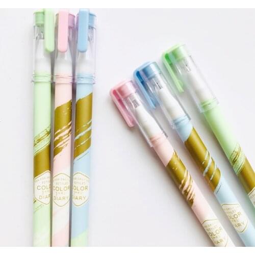 2pcs Soft Watercolored Pastel Gel Pen Student Stationery Black Ink 0.5mm Writing Signing Pen