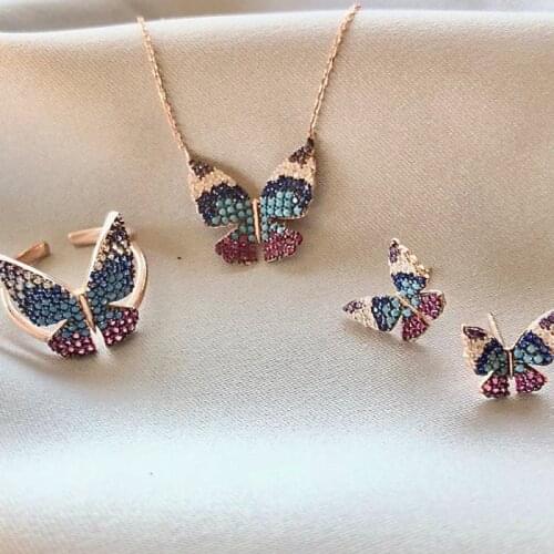 Butterfly Colorfull 925 Silver Set