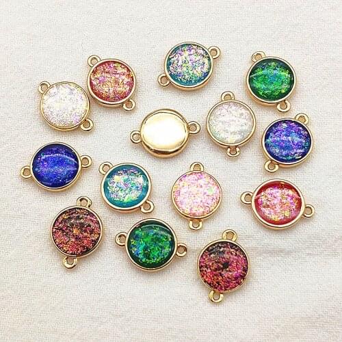 New Arrival! 12mm 50pcs 18K Gold Plating Powder Round Connector For Handmade Earrings DIY Parts,Jewelry Findings & Components