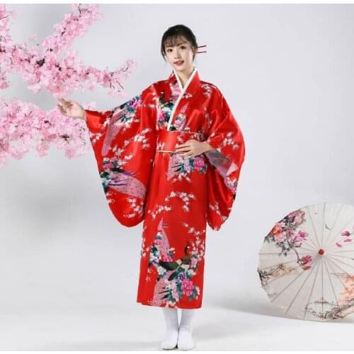 Floral Traditional Japanese Kimono Dress For Women Female Soft Comfort Sleepwear V-neck Sexy Robe Female Oriental Yukata Pajamas