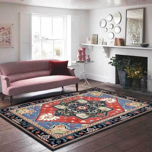 Persian Style Hallway Anti-Slip Floor Mat Retro Morocco Geometric Bedroom Bedside Area Rugs Living Room Hanging Chair Carpets