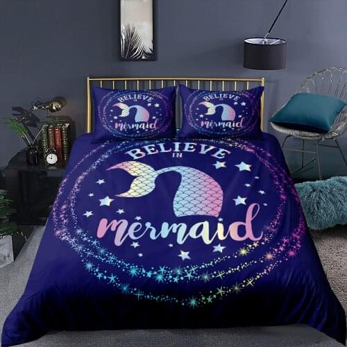 Purple Mermaid Bedding Set Cartoon 3d Duvet Cover Sets Comforter Bed Linen Twin Queen King Single Size Dropshipping Fashion Gift
