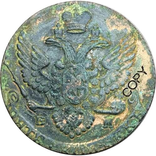 Russia 1775 EM 5 Kopeks Crowned Monogram Double Headed Eagle Initials Red Copper Copy Coin Commemorative COINS