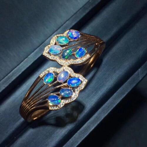 The Best Gift for Your loved Girl Opal Bangle 925 sterling silver Fashion Opal Bangle