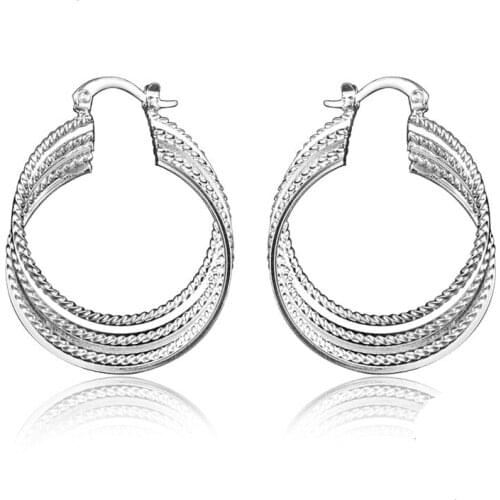 2021New 925 Sterling Silver Earrings Multi-layer Design Earrings Women Fashion Jewelry Gifts