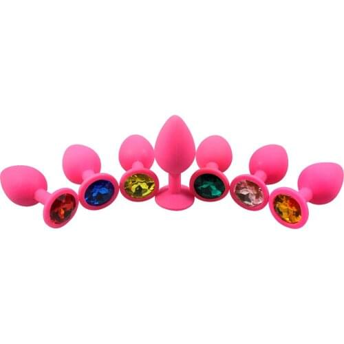13 color for choose 3.4*8.3CM medium size mini pink jewel silicone anal plug butt plug insert sex toys for men