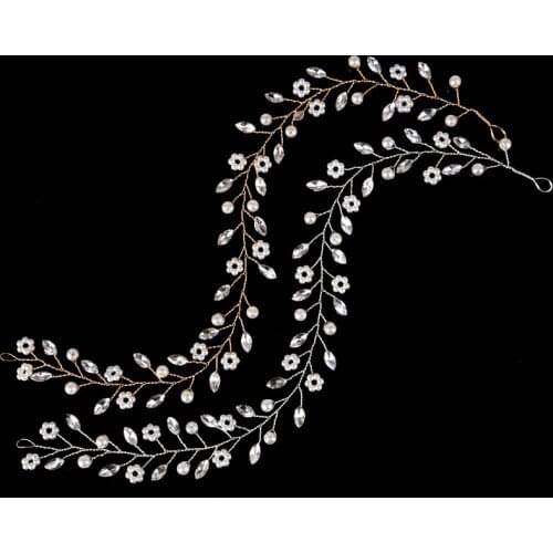 Wedding Hair Jewelry Handmade Pearl Crystal Headband tiara For Bride Hair Accessories Jewelry FD558