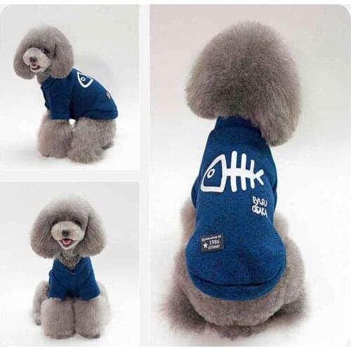 Warm Puppy Jackets Small Cane Knitted Dog Clothes Autumn Winter Fish Bone Cotton Warm Chihuahua French Bulldog Shih Tzu Clothes