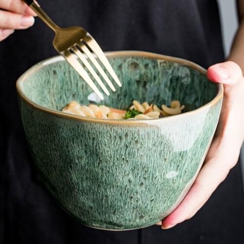 Creative 6-inch retro ceramic noodle bowl, high bowl, salad bowl, soup bowl, large rice bowl, European style large bowl