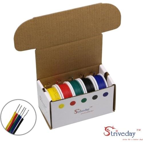 UL 1007 20AWG 30m/box Cable line PCB Wire Tinned copper 5 color Mix Solid Wires Kit Electrical Wire DIY