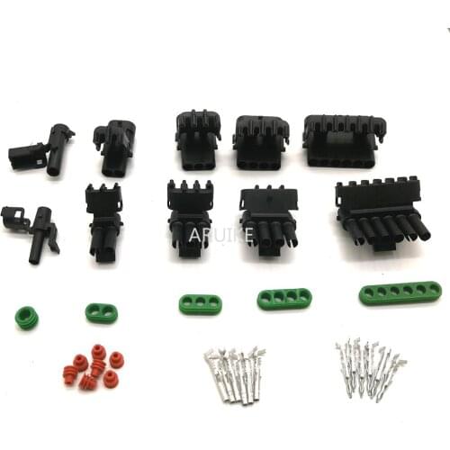 5set/Lot 1P/2P/3P/4P/6P Connector Weatherpack auto Truck Waterproof Electrical Wire Cable Way Plug Car Harness 18-14 GA