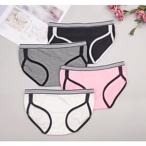 High quality women sexy panties pure color underwear cotton soft high elastic mid-rise briefs ropa interior femenina