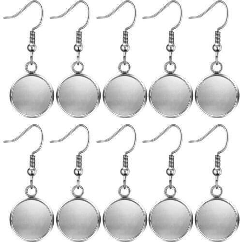 10PCS/Box Stainless Steel Blank Earring Hooks Clasps Wire Cabochon Earring Base Settings For Earring Findings Jewelry Making DIY
