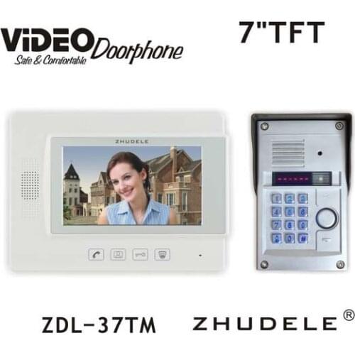 ZHUDELE Wholesale Home 7" LCD Monitor Speakerphone Intercom Color Video Door Phone Metal IR Camera with Password&ID Card Unlock