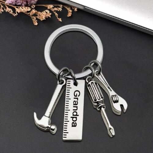 1 Set Keychains Creative Collectible Stainless Steel Screwdriver Wrench Hanging Pendant Tassel Hanging Key Ring for Fathers Day