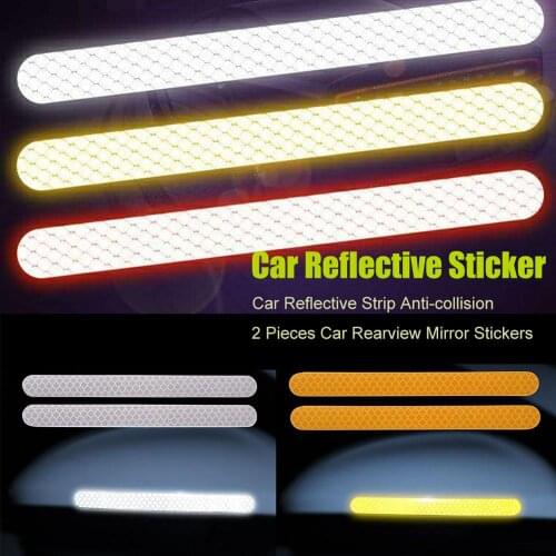 2 Pcs Car Rearview Mirror Stickers Safety Mark Car Reflective Strip Anti-collision Warning Tape Car-styling