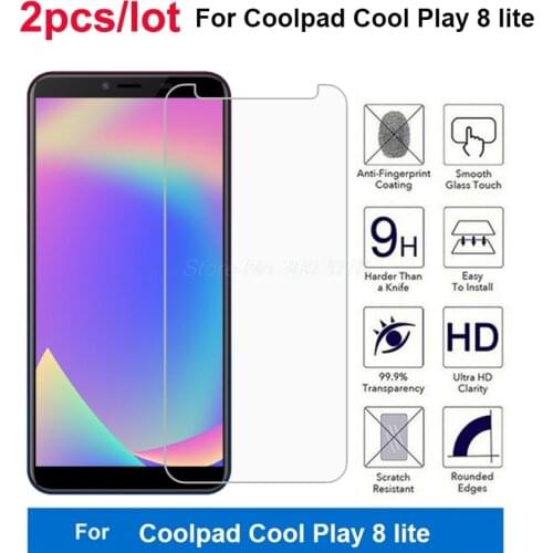 2PC Tempered Glass For Coolpad Cool Play 8 lite Screen Protector 9H Safety Protective Phone Film Glass On Cool Play 8 Lite Light