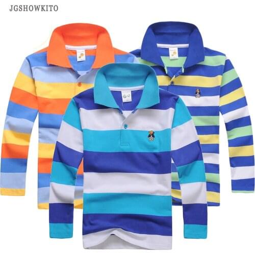 Boy Polo Shirt Kids Clothes Tops Color Stripes Turn-down Collar Autumn Long Sleeve Polos Baby Boy Camisetas Boys Shirts Teen