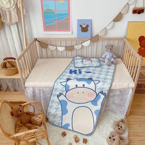Baby Latex Mat 60*120cm Cool Sheet 2pcs/set Ice Cool Mat Sheet + Pillow 0-5 Years Kids Sleeping Mat Kit Cartoon Boys Girl