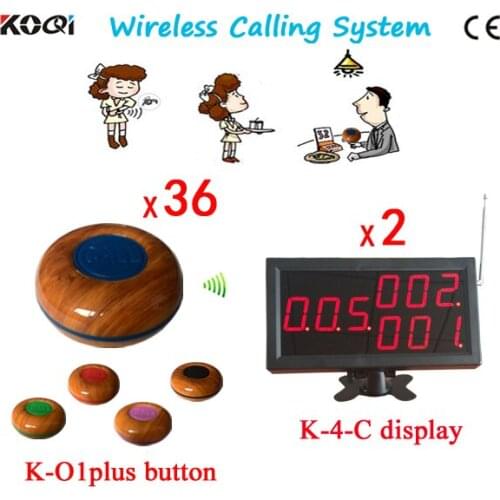 DHL FREE Shipping, One Set of Wireless Calling System For Waiter Server Paging Service ,36 table Bell and 2 Display Receiver