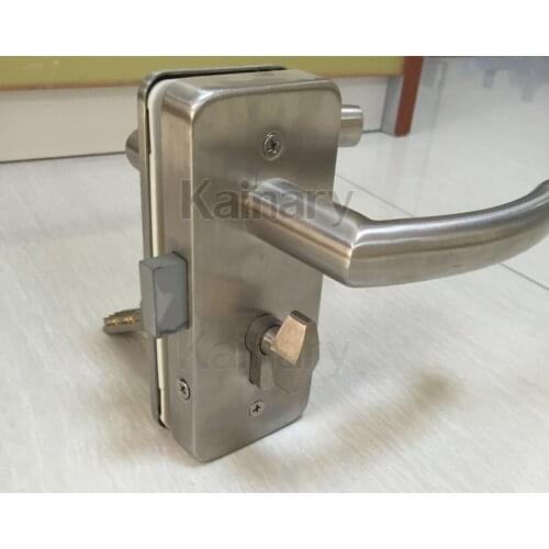 Stainless steel office frameless glass door patch fittings, glass door lock with handle