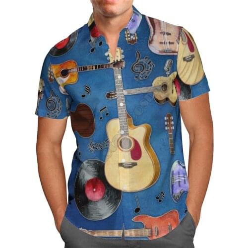 Guitar Hawaii Shirt beach Summer Fashion Short sleeve Printed 3d Mens Shirt Harajuku Tee hip hop shirts drop shipping 06